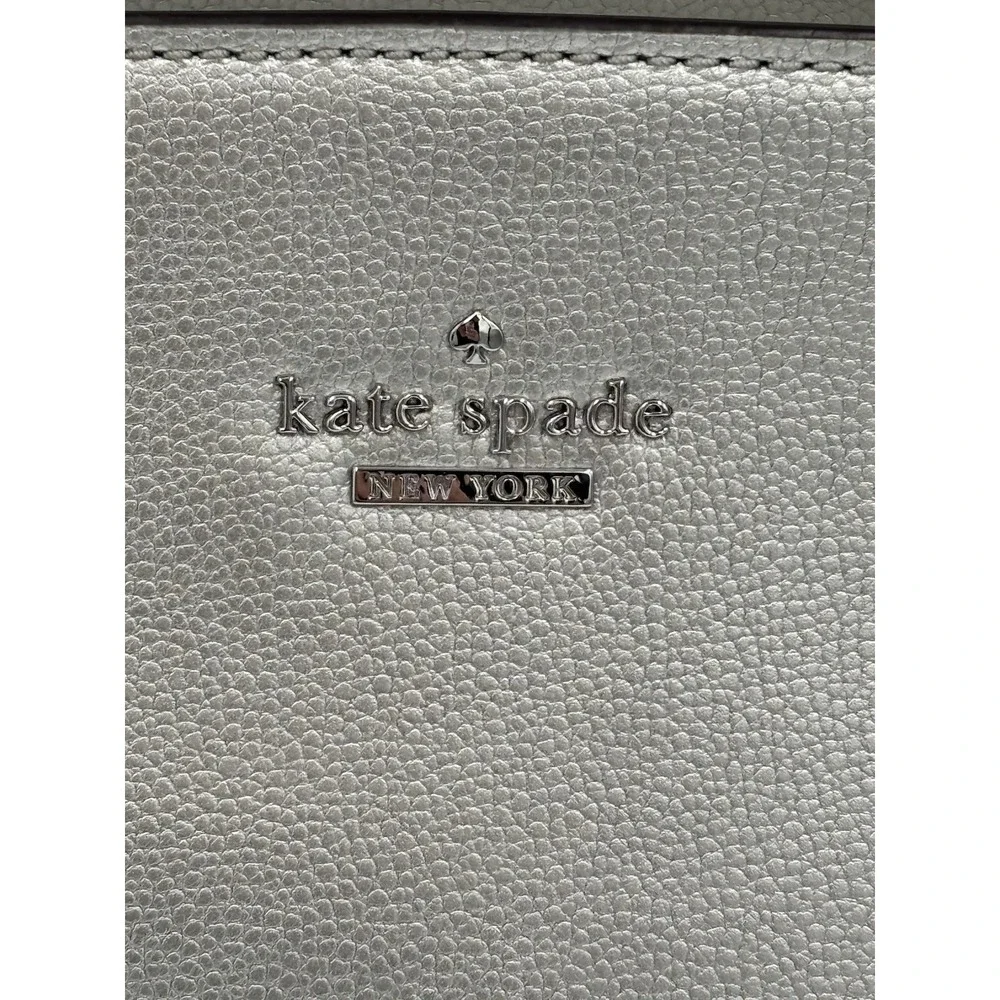 Kate Spade Purse Patterson Drive Geraldine Satchel Bag Metallic Silver Pebbled